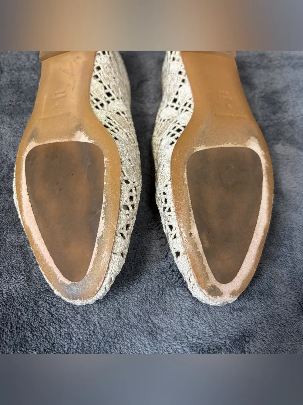 Reformation Cream Crochet Pointed-Toe Flats